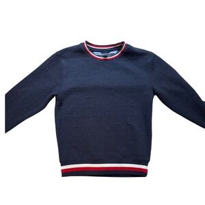 Tommy Hilfiger Kids Navy Textured Logo Crewneck Sweater Size 7